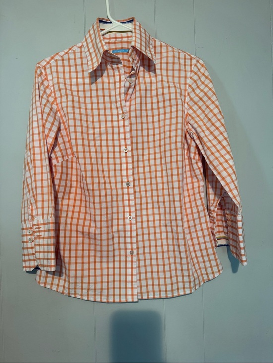 J. McLaughlin Tops - J. McLaughlin Orange & White Checked Button-Up Shirt